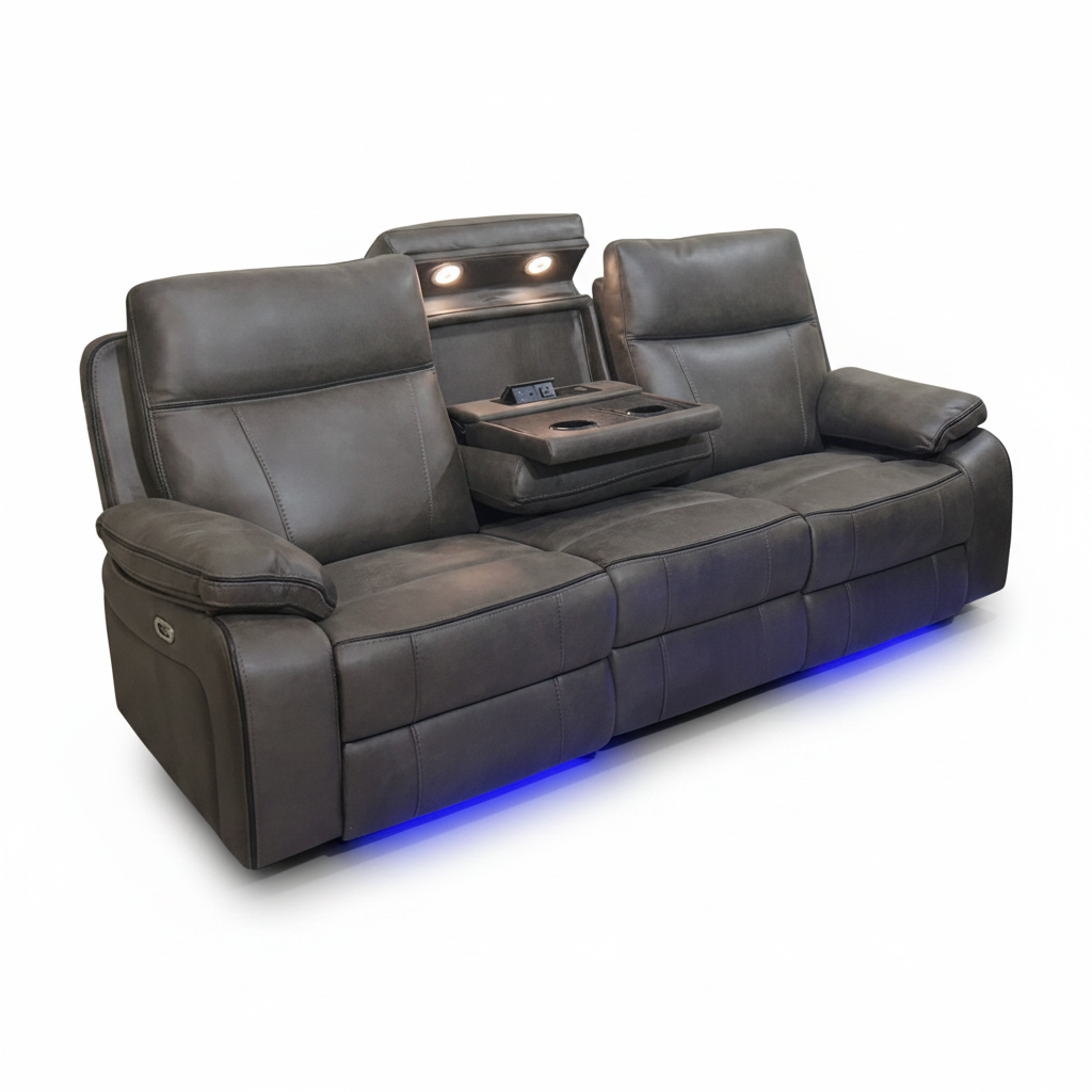 Varetti Recliner Sofa Charcoal — Electric
