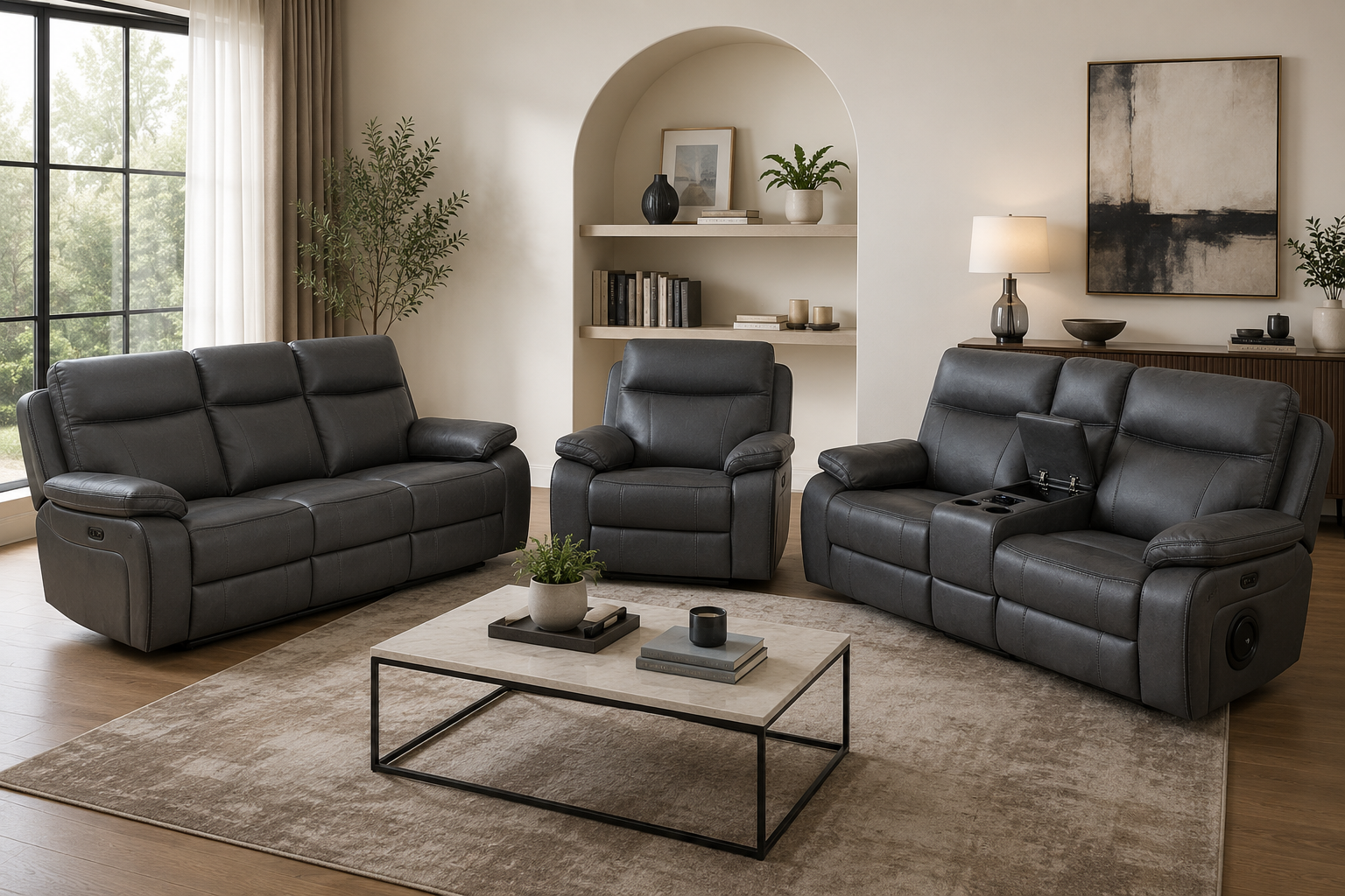 Varetti Recliner Sofa Charcoal — Electric