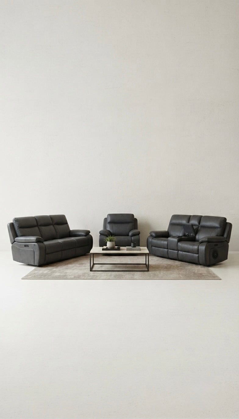 Varetti Recliner Sofa Charcoal — Electric