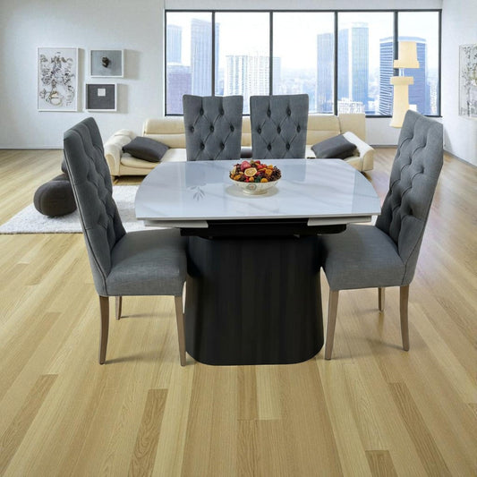 BELLUNO TWIST WOOD WITH 6 ANDREA LIGHT CHAIRS DINING SET