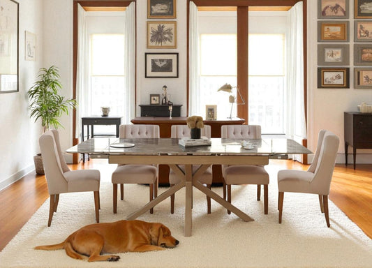SAVONA BEECH WITH 6  BALBOA MINK DINING CHAIR